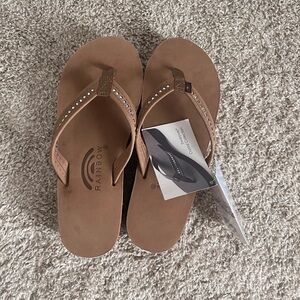 Rainbow Brown Platform Flip Flops